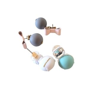 Set of 2 Pastel Colored KOREAN Stud Earrings -Bow Design & Rhinestone Design